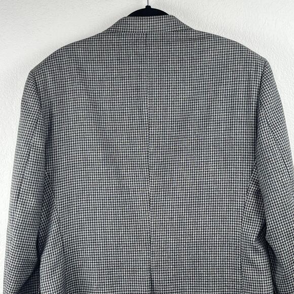 Haggar Black Tan Tweed Houndstooth Two Buttoned Vented Blazer Sport Coat 42L USA - Picture 9 of 15